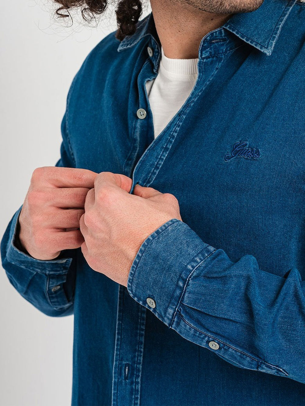 Camicia jeans guess uomo store