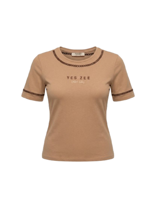 T-shirt Yes Zee da Donna - Marrone