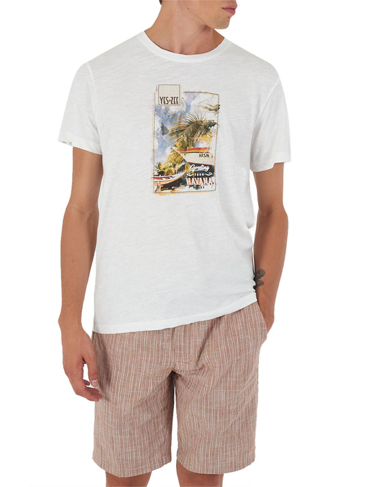 T-Shirt Stampa Yes Zee da Uomo - Bianco
