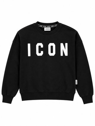 Felpa Girocollo Logo Grande Icon Donna Nero