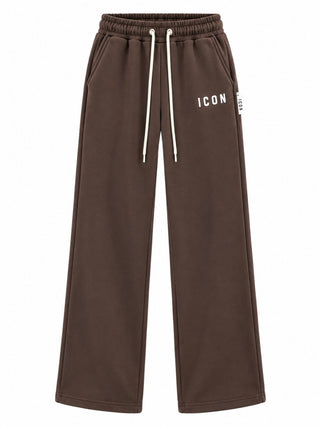 Pantalone A Gamba Larga Logo Icon Uomo Moro