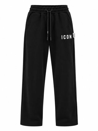 Pantalone A Gamba Larga Logo Icon Uomo Nero