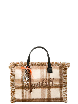Borsa a Mano Cali Midi Bag Wool Touch Fring Sun68 da Donna - Beige