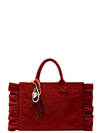 Borsa a Mano Cali Midi Bag Rouches Chenille Sun68 da Donna - Rosso